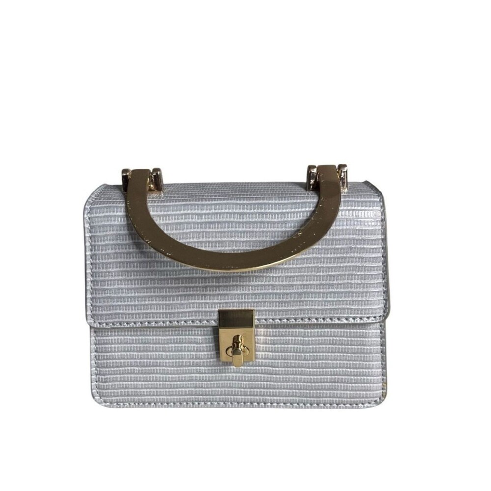 MODA LUXE Grey Handbag Crossbody Metal Handles Removable Chain Strap